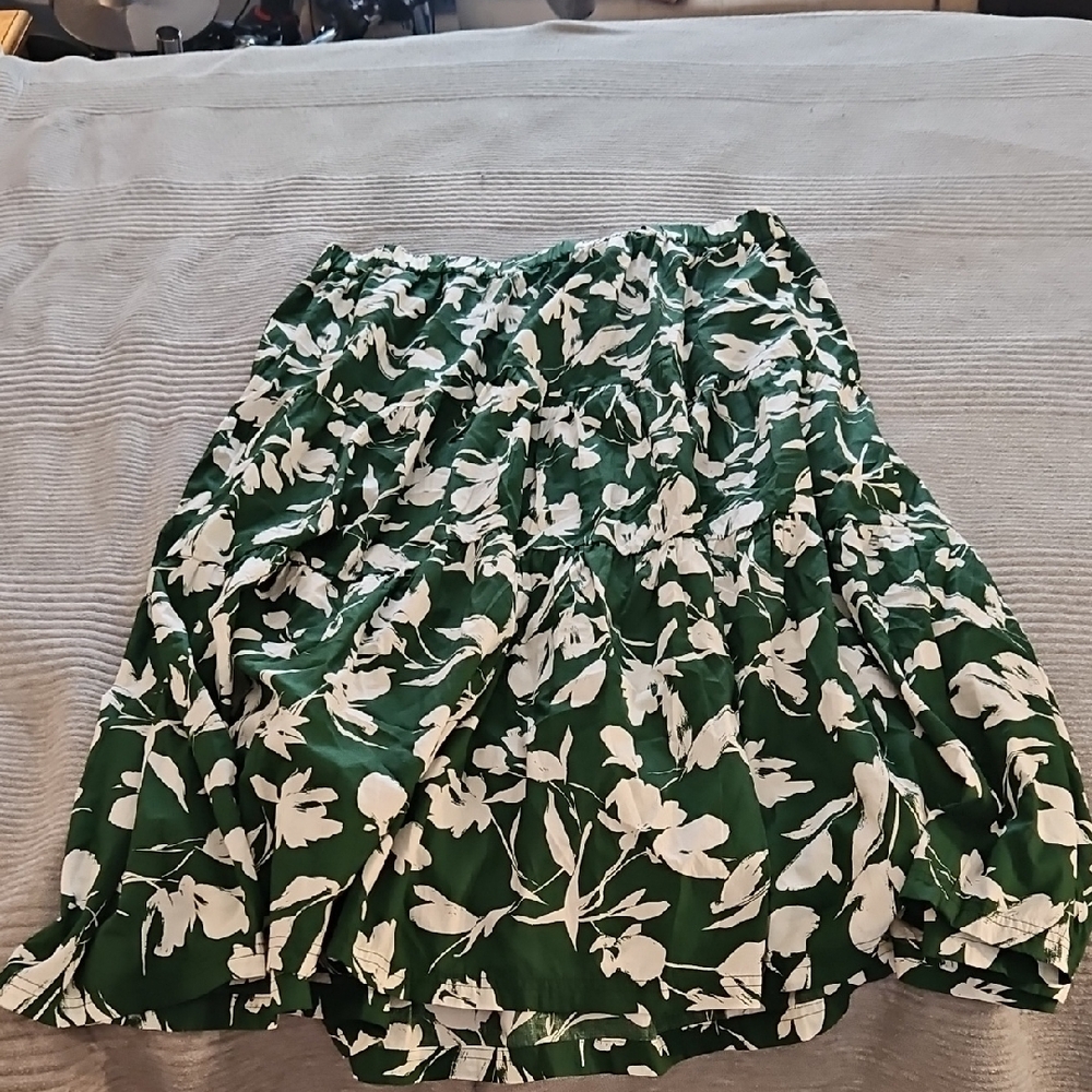 Lane Bryant Green and White Bubble Midi Skirt